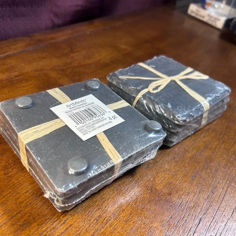 Black Stone Coasters Set